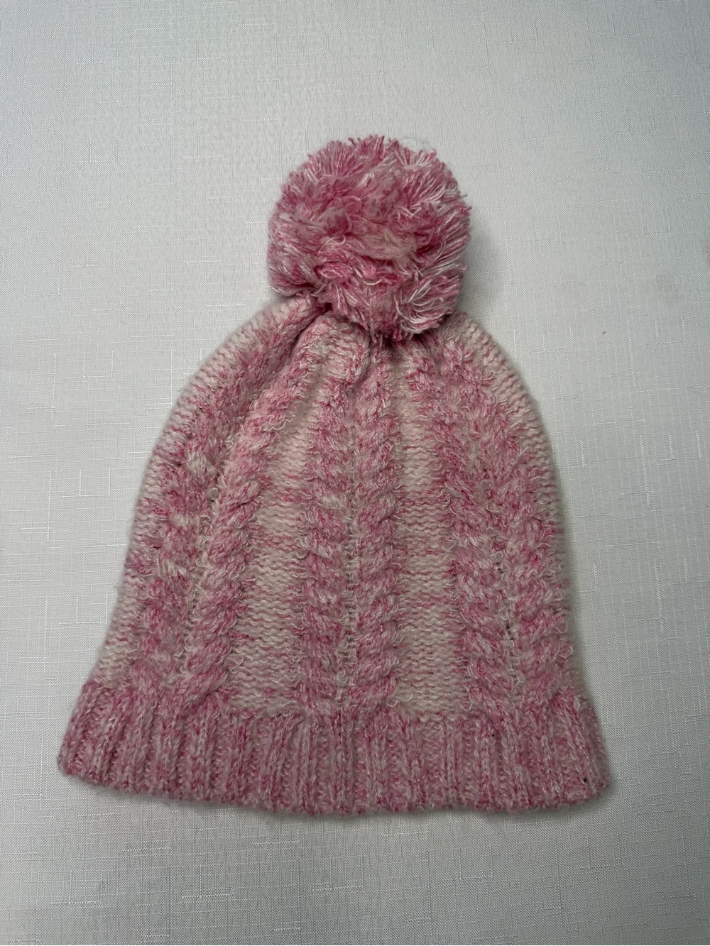 New York & Company Marbled Cable Knit Pom Pom Beanie Hat Pink (OS)